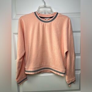 Roller Rabbit Pink Sweater with Navy Striped Trim